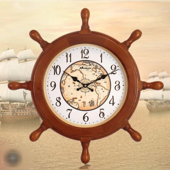 MapleLeafClocks Wooden Ship Wheel Quartz Wall Clock, 23" Model #9018 - Picture 1 of 6